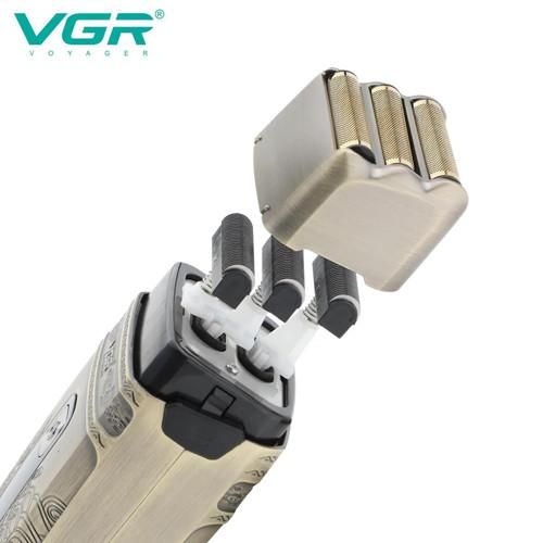 Електробритва VGR V-335 шейвер для сухого та вологого гоління, Waterproof IPX6, потрійне лезо, висувний