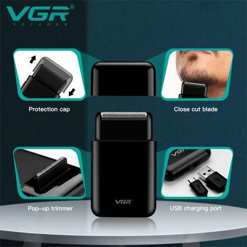 Електробритва VGR V-390 BLACK шейвер для сухого та вологого гоління, Waterproof, висувний триммер