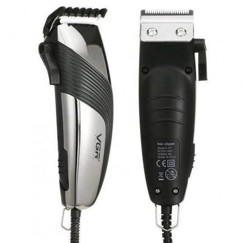 Машинка (триммер) для стрижки волосся та бороди VGR V-121, Professional, 8 насадок, Ножиці + Гребінець, від мережі
