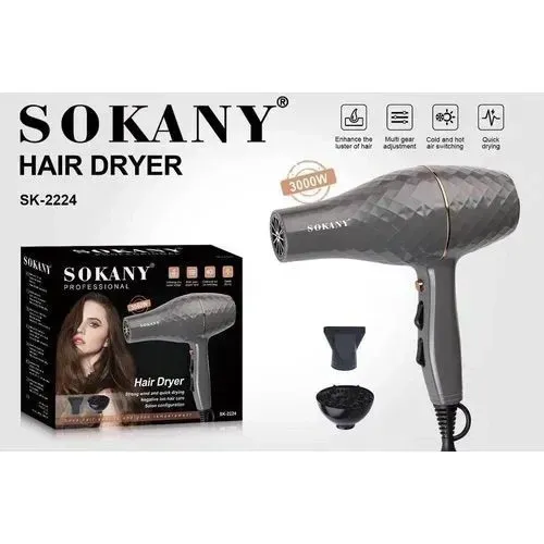 Фен для волосся з концентратором та дифузором професійний 3000 Вт Sokany SK-2224