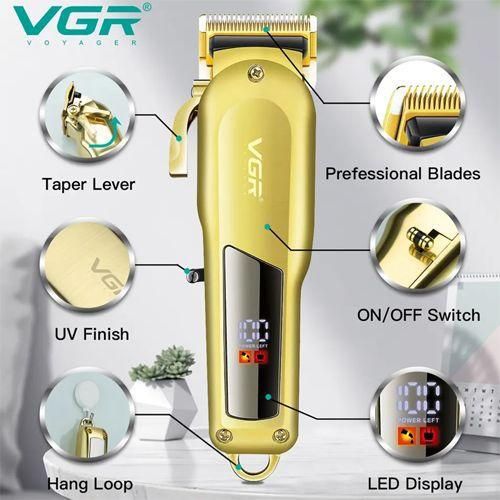 Машинка (триммер) для стрижки волосся VGR V-278, Professional, 6 насадок, LED Display, STRONG BATTERY