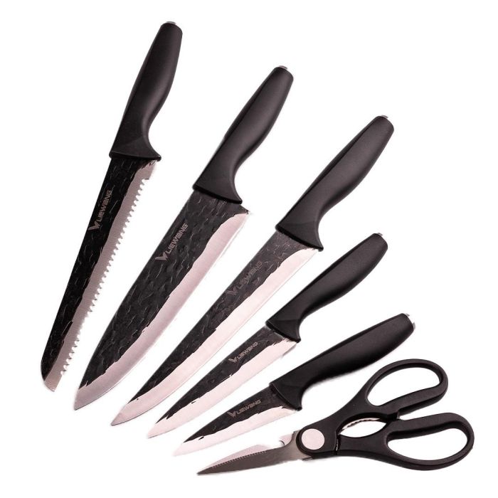 Набір кухонних ножів із підставкою 6 предметів Чорний