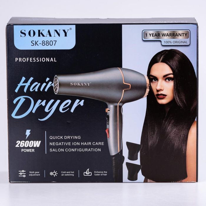 Фен для волосся з концентратором професійний 2600 Вт з холодним та гарячим повітрям Sokany SK-8807