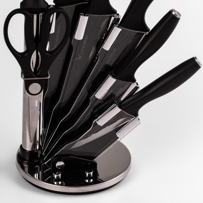 Набір кухонних ножів на підставці 7 предметів Чорний