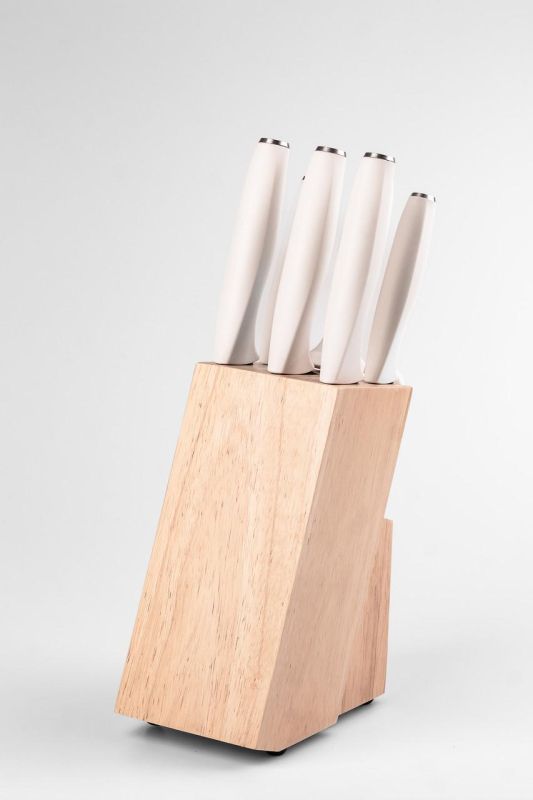 Набір кухонних ножів з керамічним покриттям 7 предметів Білий