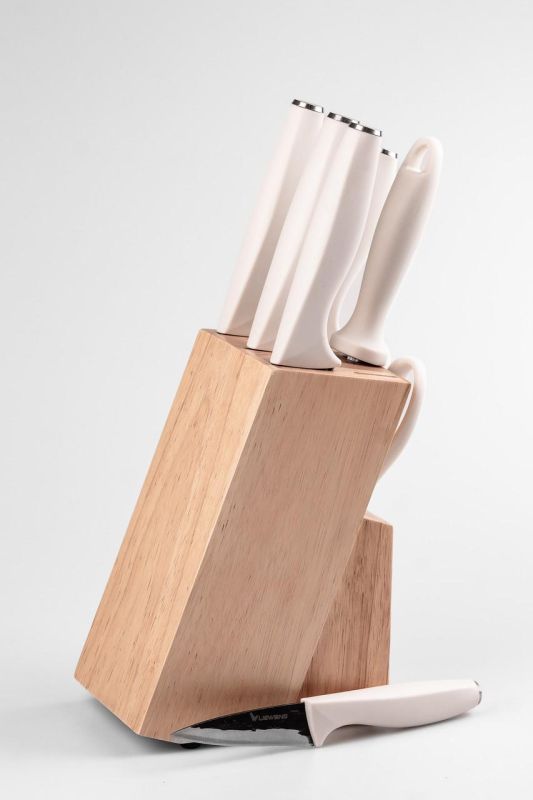Набір кухонних ножів з керамічним покриттям 7 предметів Білий
