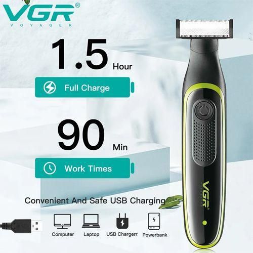Бритва-триммер для стрижки бороди та вусів VGR V-017, 3 насадки, вбуд. акумулятор, Waterproof