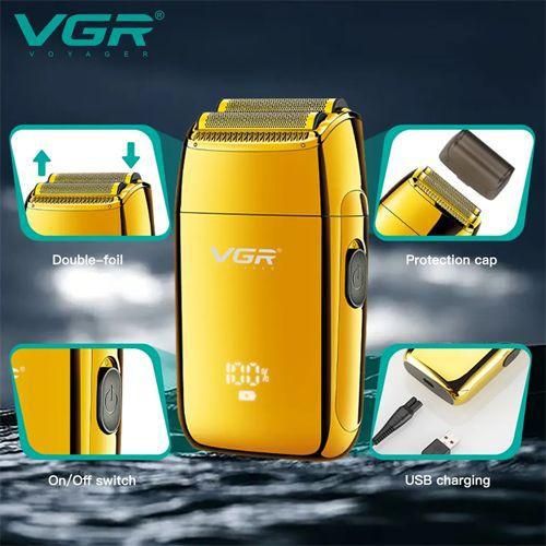 Електробритва VGR V-399 шейвер для сухого та вологого гоління, Waterproof, дод. леза, LED Display, metal