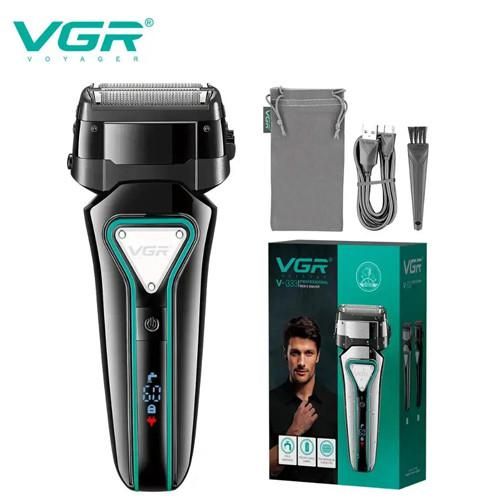 Електробритва VGR V-333 BLACK шейвер для сухого та вологого гоління, Waterproof, висувний, триммер, LED Display